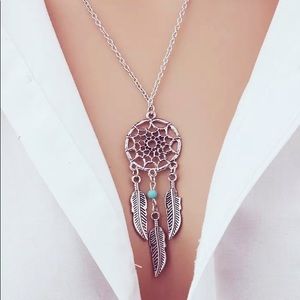 24 HRS SALE ONLY - Silver Turquoise Dream Catcher Necklace